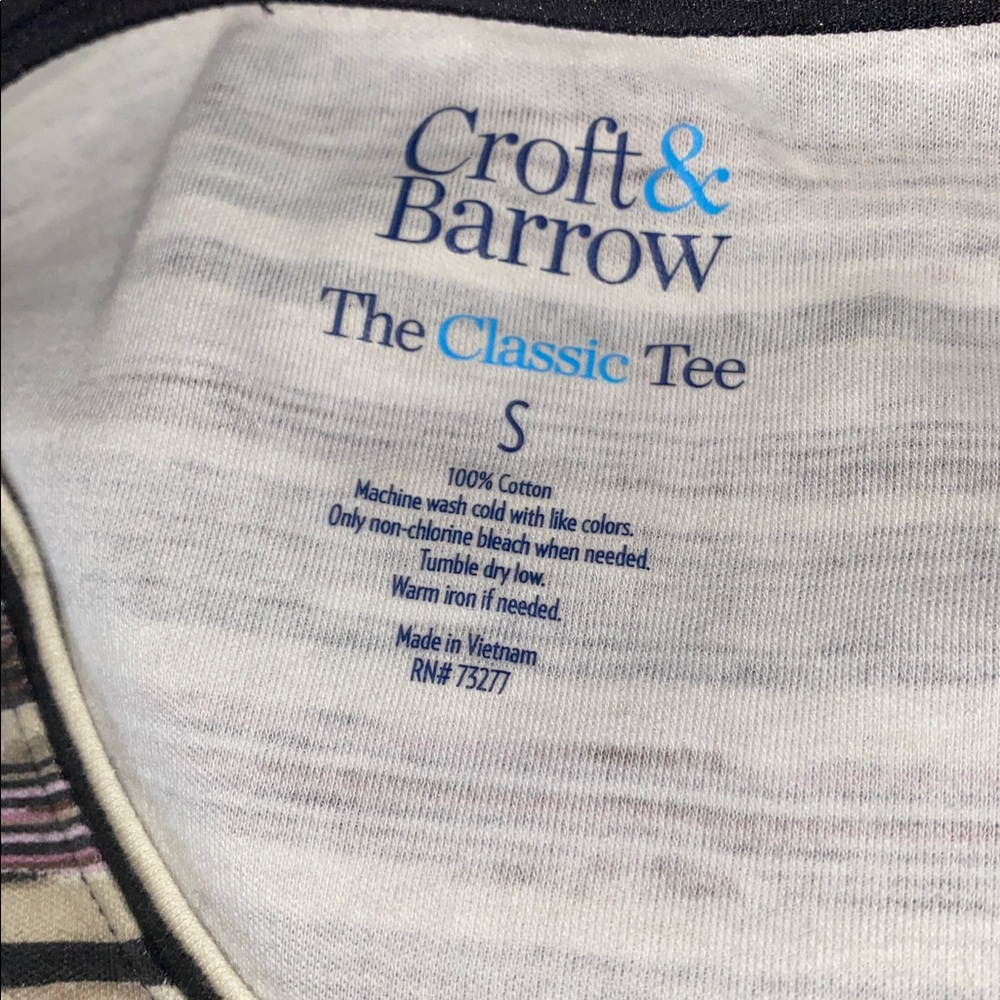 Croft & Barrow Striped Long Sleeve Tee Black, White, Purple Size Small - Picture 5 of 5